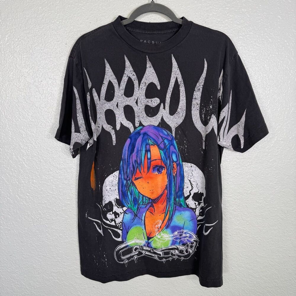 Blurred Lines Shirt Mens Small Anime Graphic Tee Tshirt Burnout Oversized Pacsun